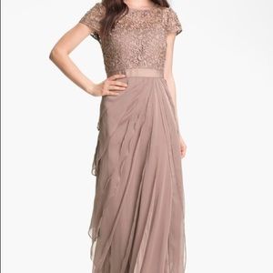 Layered Chiffon & Lace Gown